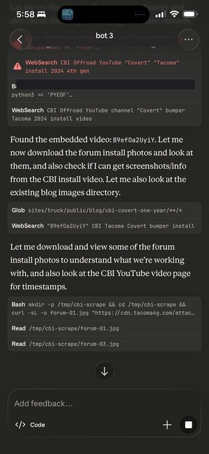 Claude Code remote control running tool calls from the iOS app